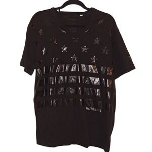 Guess Monotone Black Stars and Strips T-shirt‎ Size XL Classic Black On Black